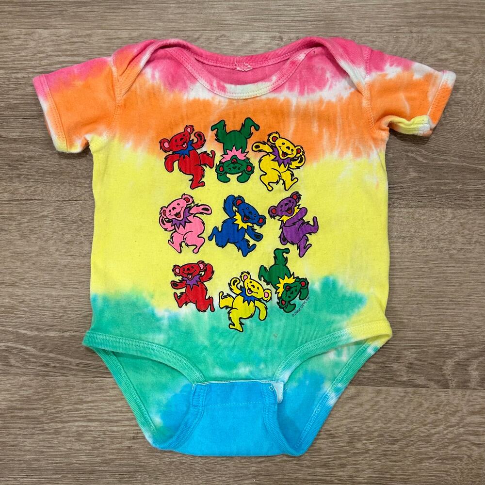 Liquid Blue Grateful Dead Dancing Bears Tie Dye Baby Onesie 6–12M